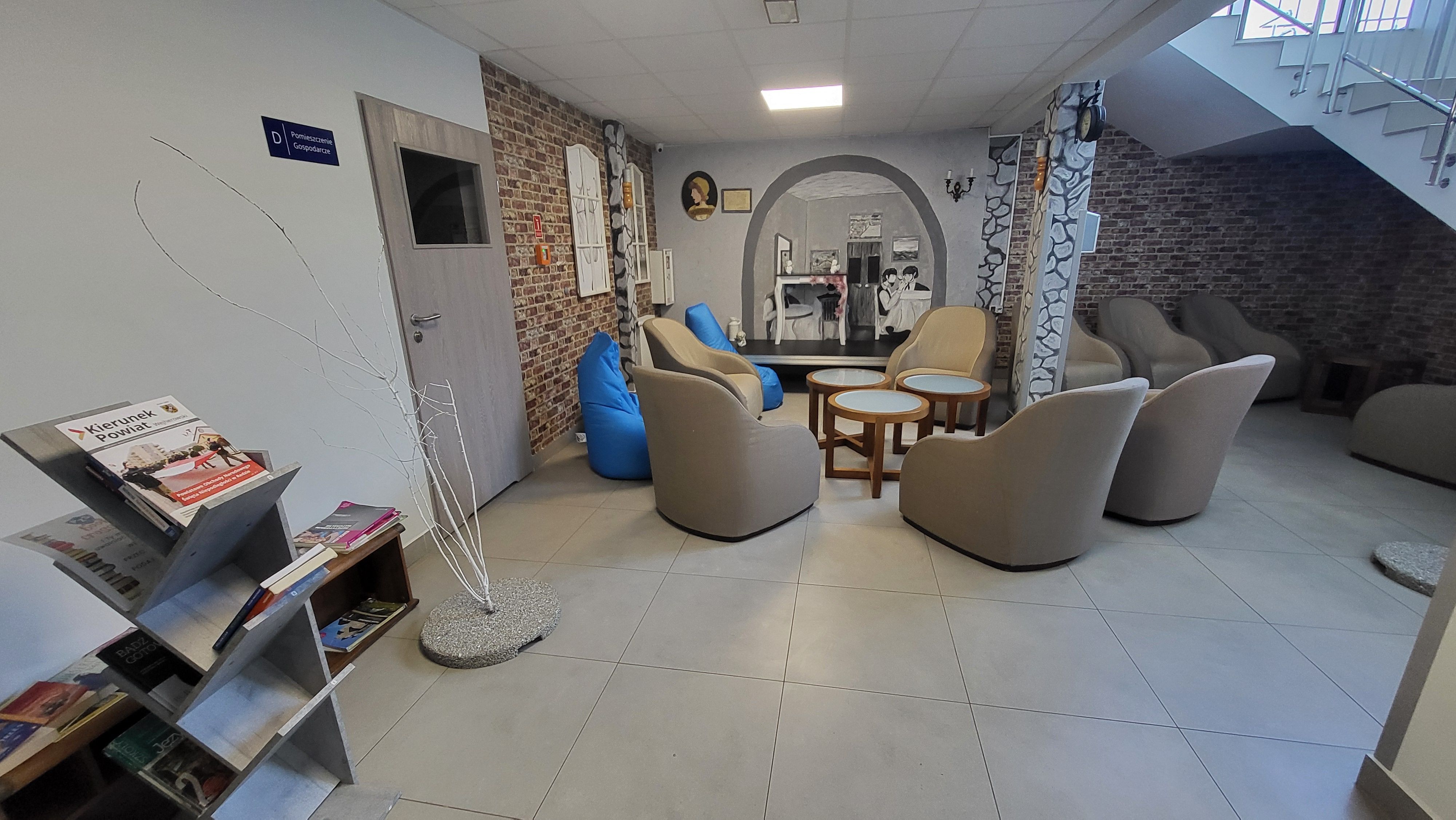 Widok na kącik do relaksu i wspólnych rozmów.